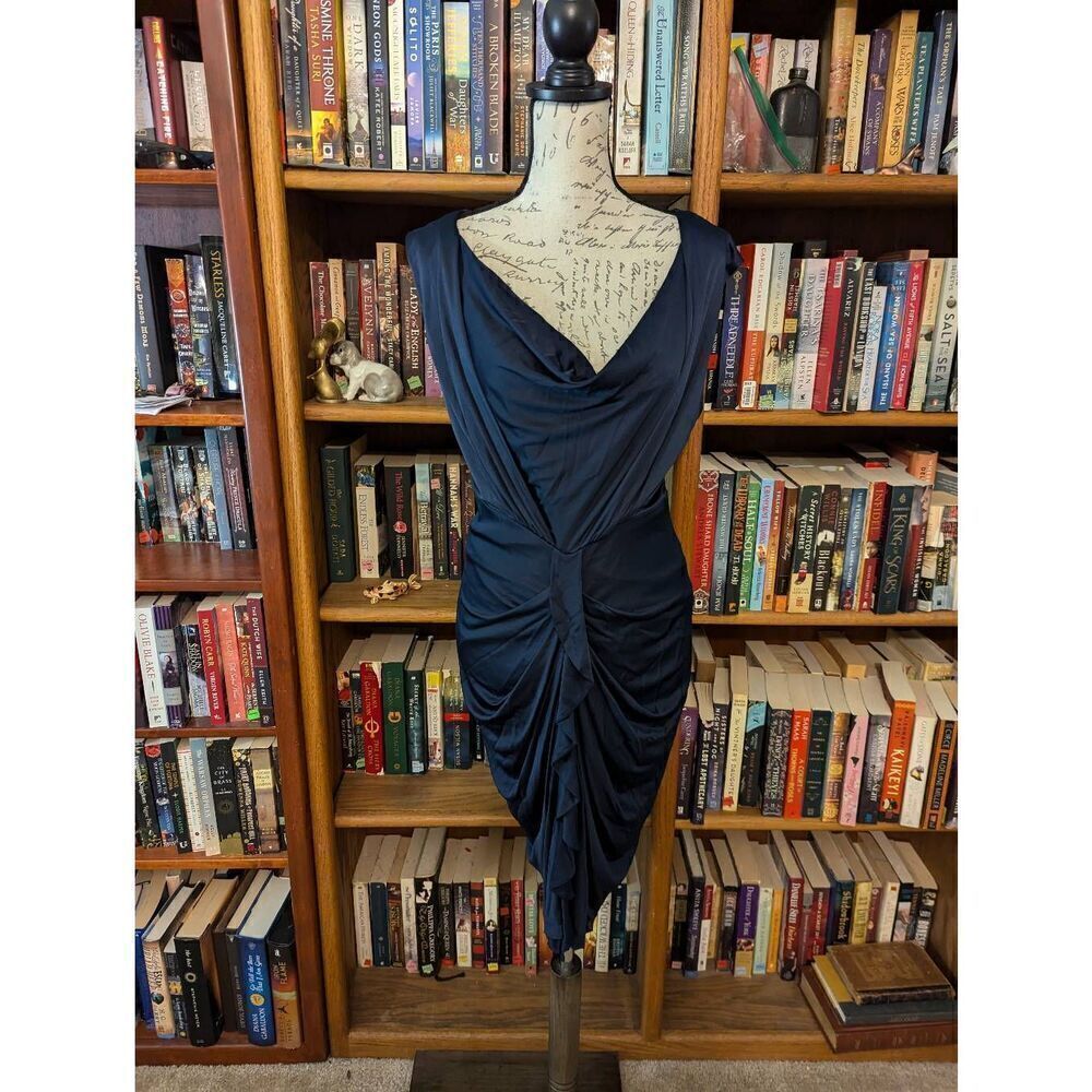 Vintage Eva Franco Women’s 8 Black Wrap Surplice Evening Wear Dress Viscose